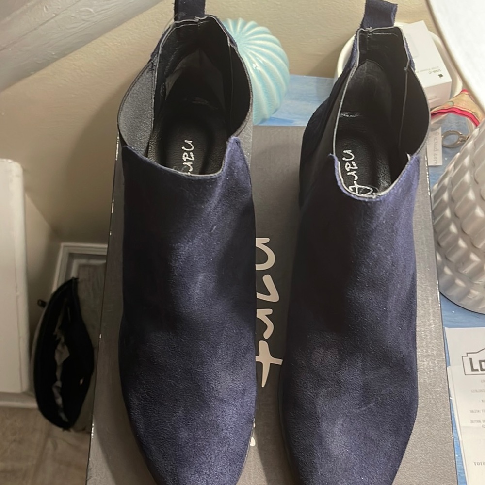 Marg blue suede boots. New, never worn. Size 10.